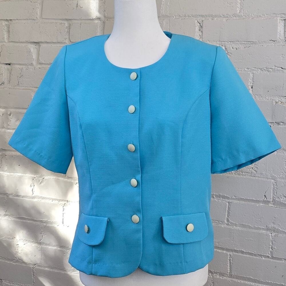 Vintage Anthony Richards Teal Short Sleeve Blazer┃Twee Mid-Century Modern